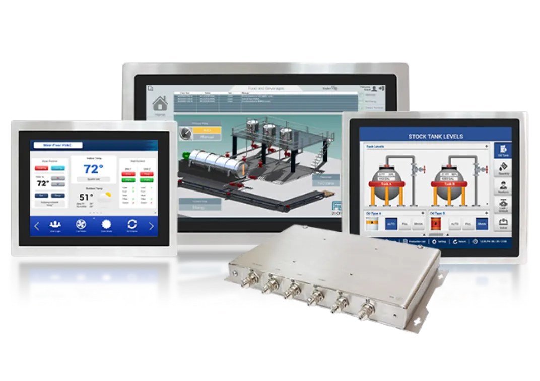 Class I, Division 2 industrial touch screen PCs with rugged fanless design and sealed enclosures, built for safe, reliable operation in hazardous, explosive, or volatile environments such as oil & gas, chemical plants, and industrial automation systems