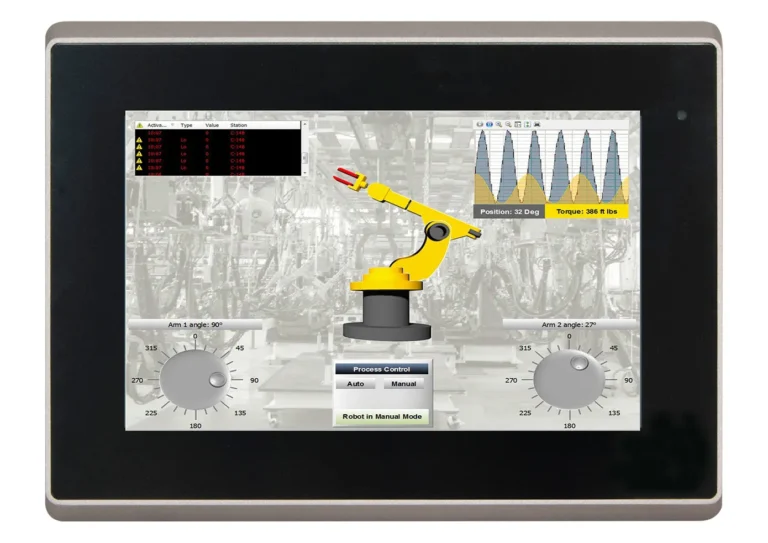 7-inch Intel® Pentium® Panel PC featuring a resistive touchscreen, quad-core N4200 processor, fanless aluminum enclosure, dual Gigabit Ethernet, and Windows® 10 IoT OS, ideal for industrial control applications.