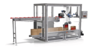 Video jet printer installed on a potato chip packaging machine