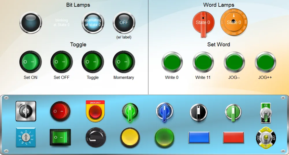 Image of a custom control dashboard for an HMI screen.