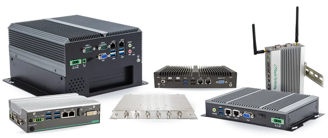 Left View Group of Industrial Box PCs by Maple Systems