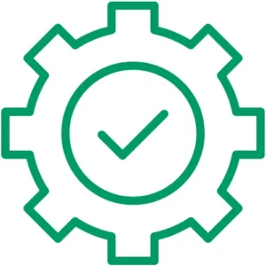 fritolay Icon featuring an easy-to-use interface symbolized by a simple gear and check-mark, pointing out the user-friendly design of Maple Systems PLC's products.