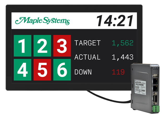 Pair a Maple Systems HDMI-enabled HMI with a monitor or screen to create an Andon or Status Display Station