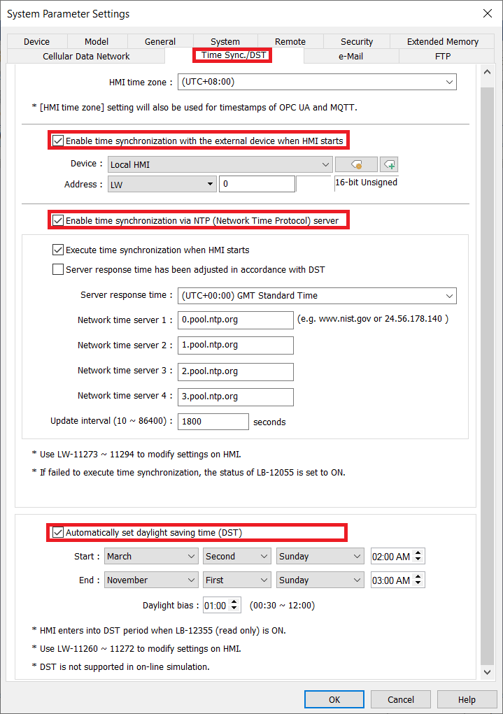 Screenshot of EBPro System Parameters Screenshot of EBPro System Parameters