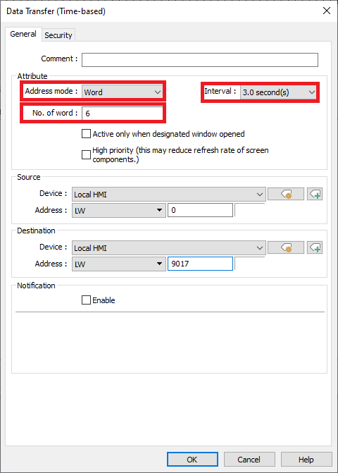 Screenshot of EBPro Data Transfer properties Screenshot of EBPro Data Transfer properties