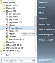 Windows start menu screenshot