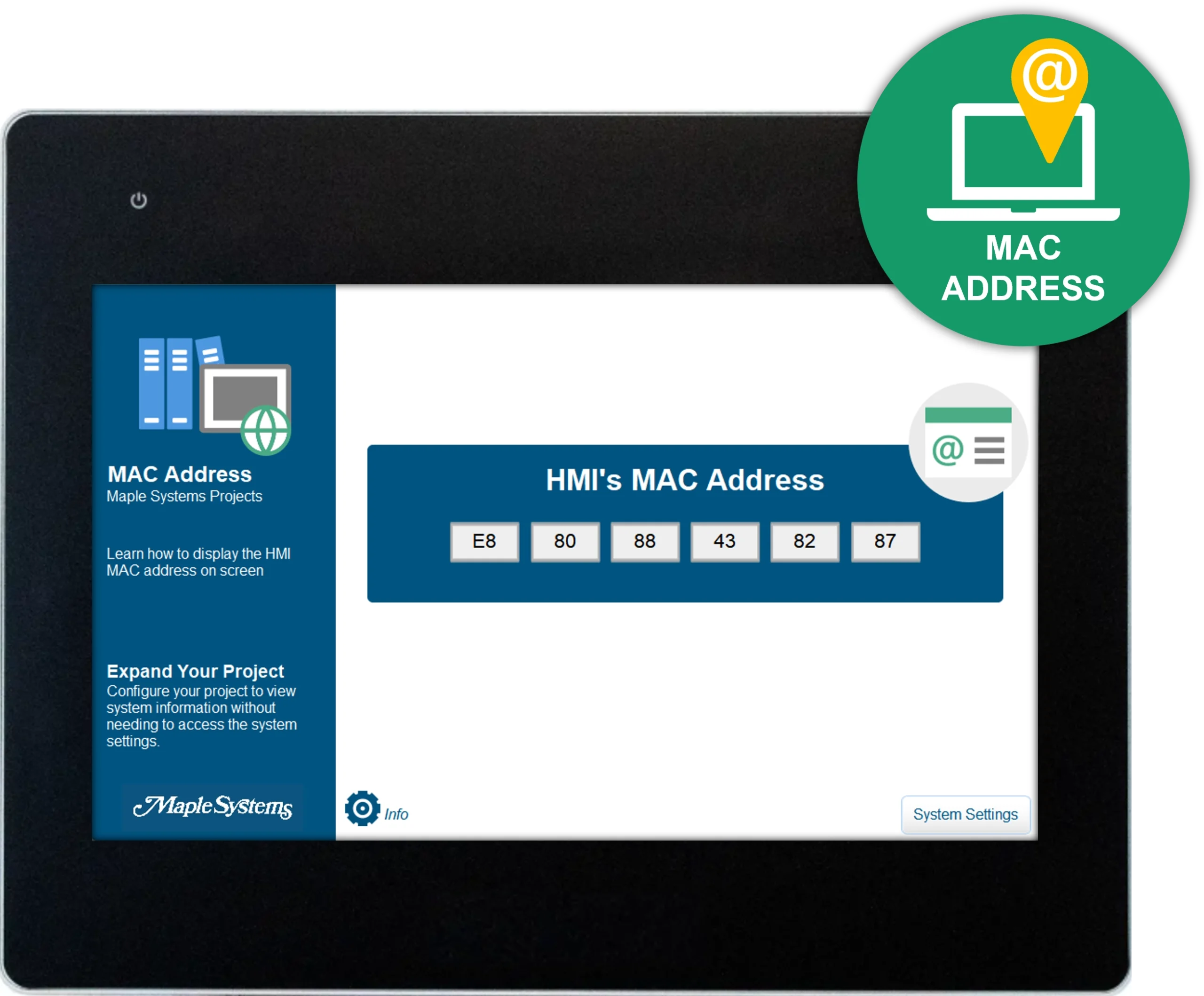 cMT sample project showcasing how to display the HMI MAC address on screen.