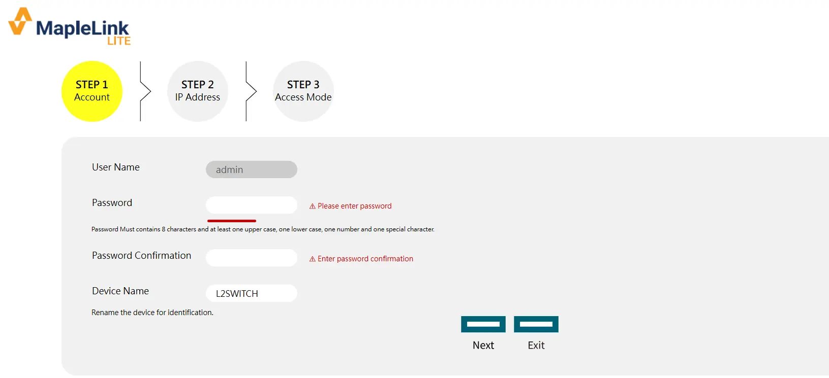 Create Account - Step 1