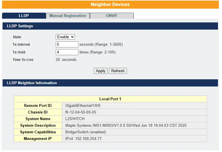 Neighbor Devices - LLDP