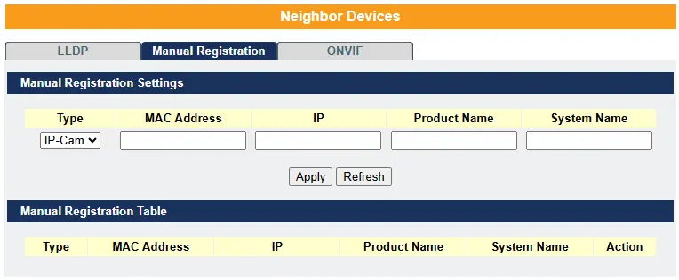 Neighbor Devices - Manual Registration