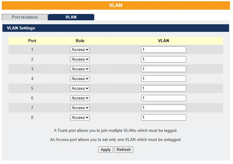 VLAN - VLAN Settings