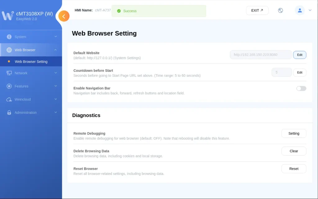 Save the default website and reboot.