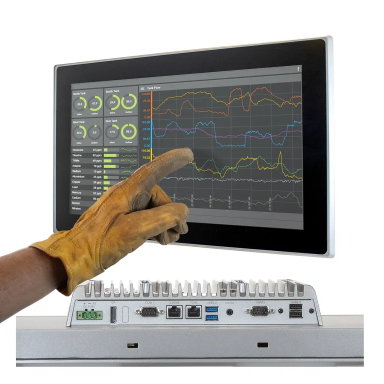 24 inch heavy glove friendly industrial panel pc with numerous connection capabilities
