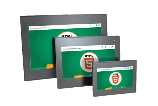 Maple Systems Web HMI with industrial-grade touch screens and Chromium-based browser, delivering secure, real-time access to critical data in rugged and remote environments