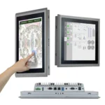 Maple Systems OMI6815C 15" Industrial Panel PC with Windows or Linux OS, up to 32GB RAM and up to 2TB Storage multi view showing portrait mode or landscape mode