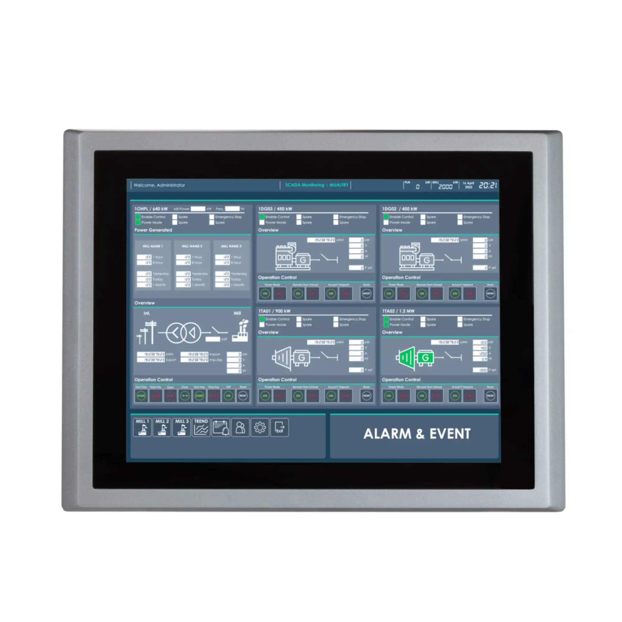 Maple Systems OMI6817CP 17" Industrial Panel PC with Windows or Linux OS, up to 32GB RAM and up to 2TB Storage front view with with image