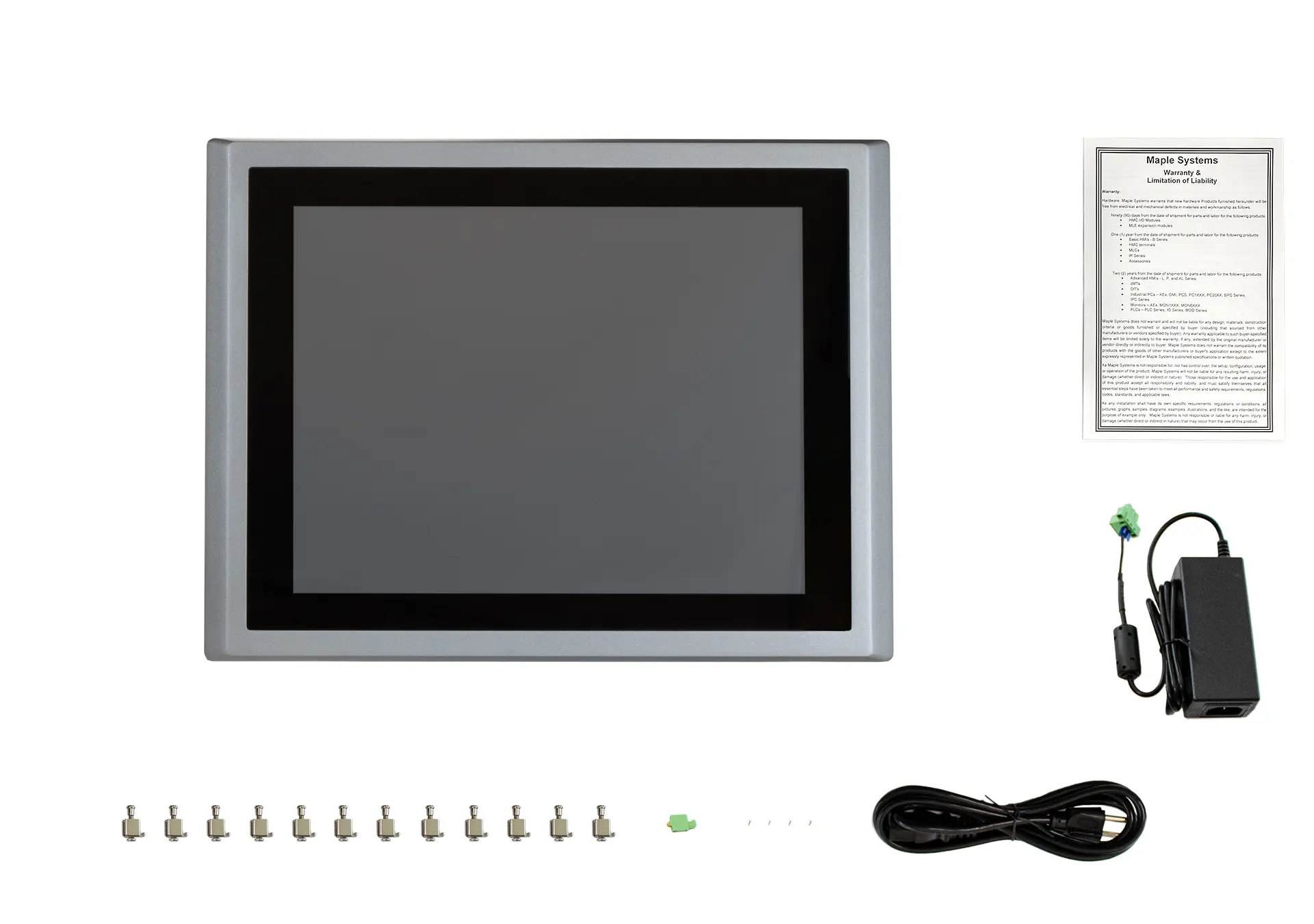 Maple Systems OMI6817CP 17" Industrial Panel PC with Windows or Linux OS, up to 32GB RAM and up to 2TB Storage What's included in the box image