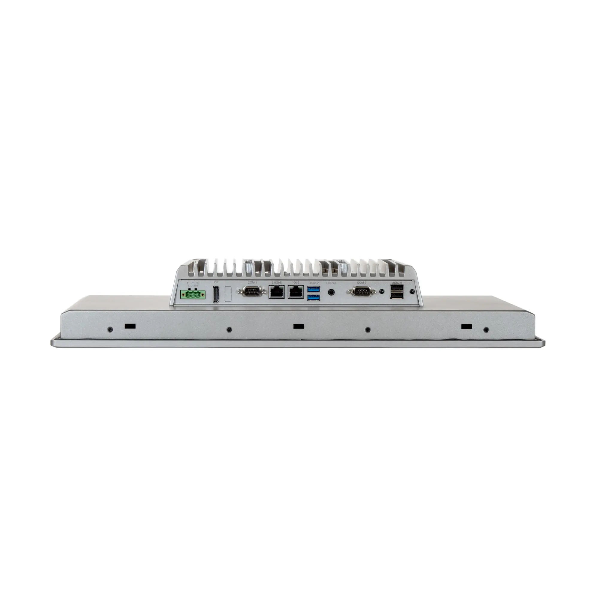 Maple Systems OMI6818CP 18.5" Industrial Panel PC with Windows or Linux OS, up to 32GB RAM and up to 2TB Storage bottom view showing available I/O