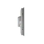 Maple Systems OMI6819CP 19" Industrial Panel PC with Windows or Linux OS, up to 32GB RAM and up to 2TB Storage side view showing mounting slots and product label placement
