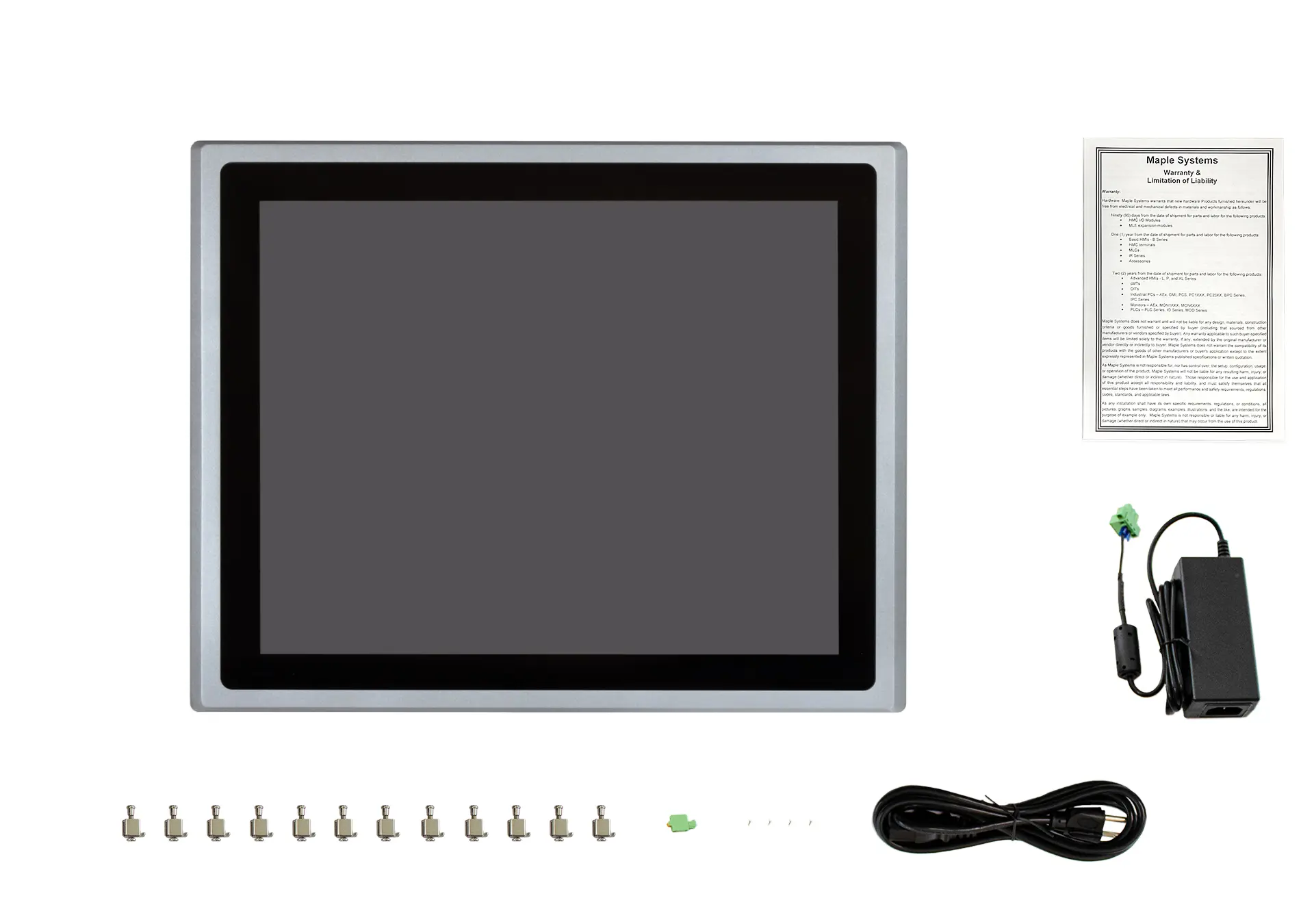 Maple Systems OMI6819CP 19" Industrial Panel PC with Windows or Linux OS, up to 32GB RAM and up to 2TB Storage What's included in the box image