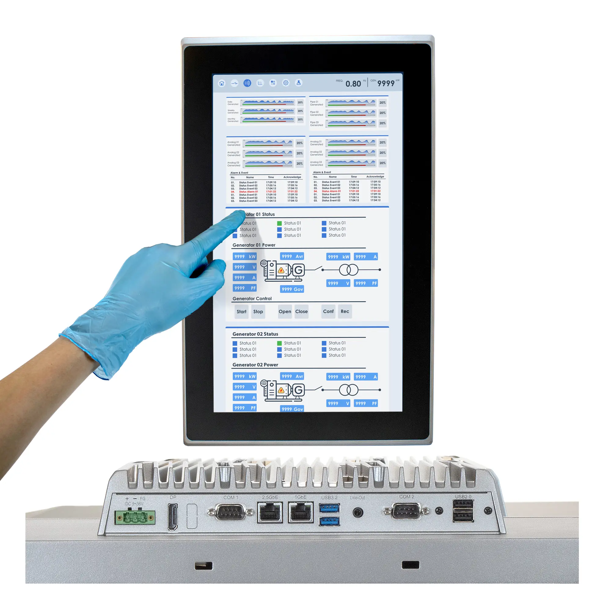 Rugged 24" industrial panel pc with numerous connection capabilities