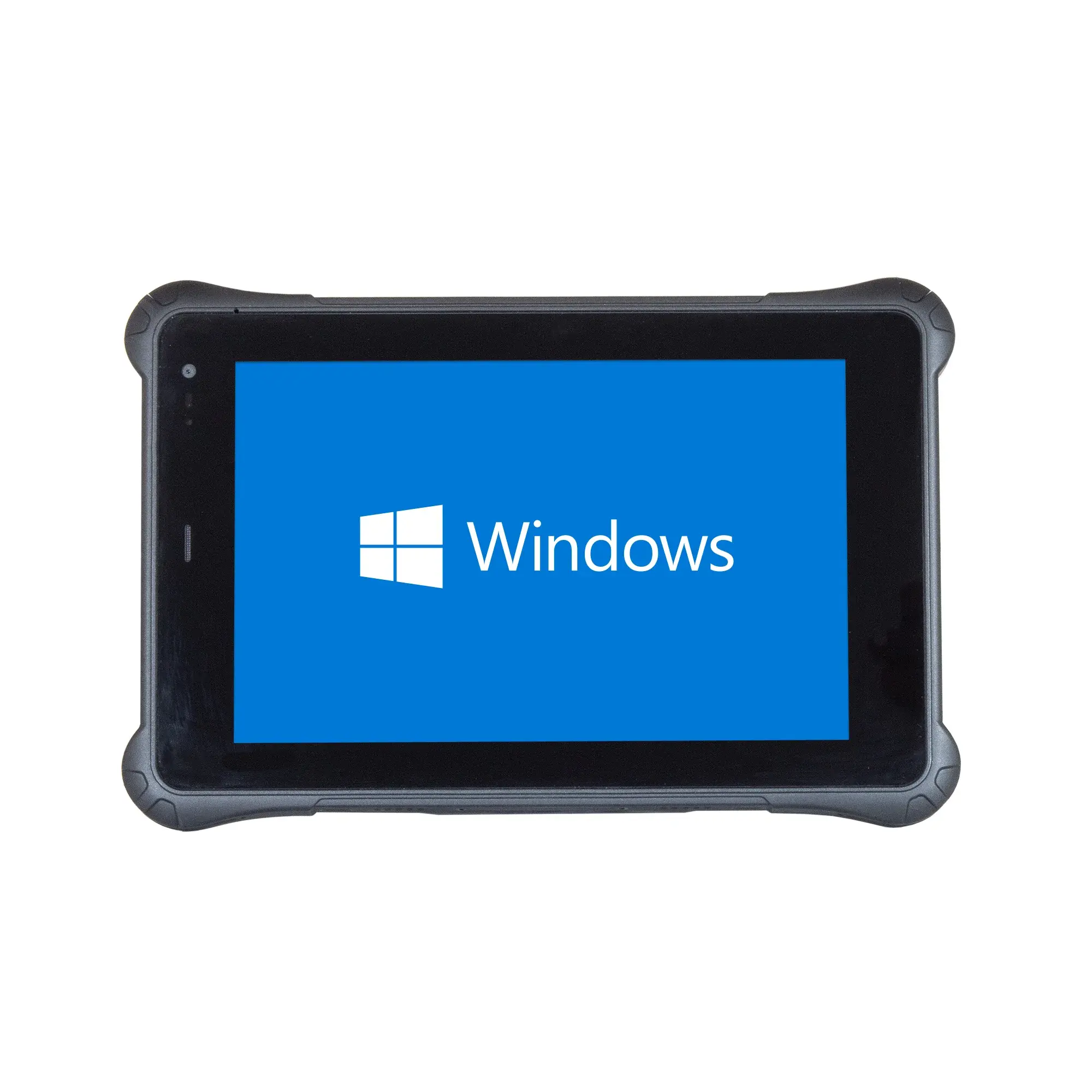 Maple Systems RT1108A, 8" Rugged Tablet with Windows 11 or Linux OS options front view showing front camera, USB-A 3.0 port, and Windows 11
