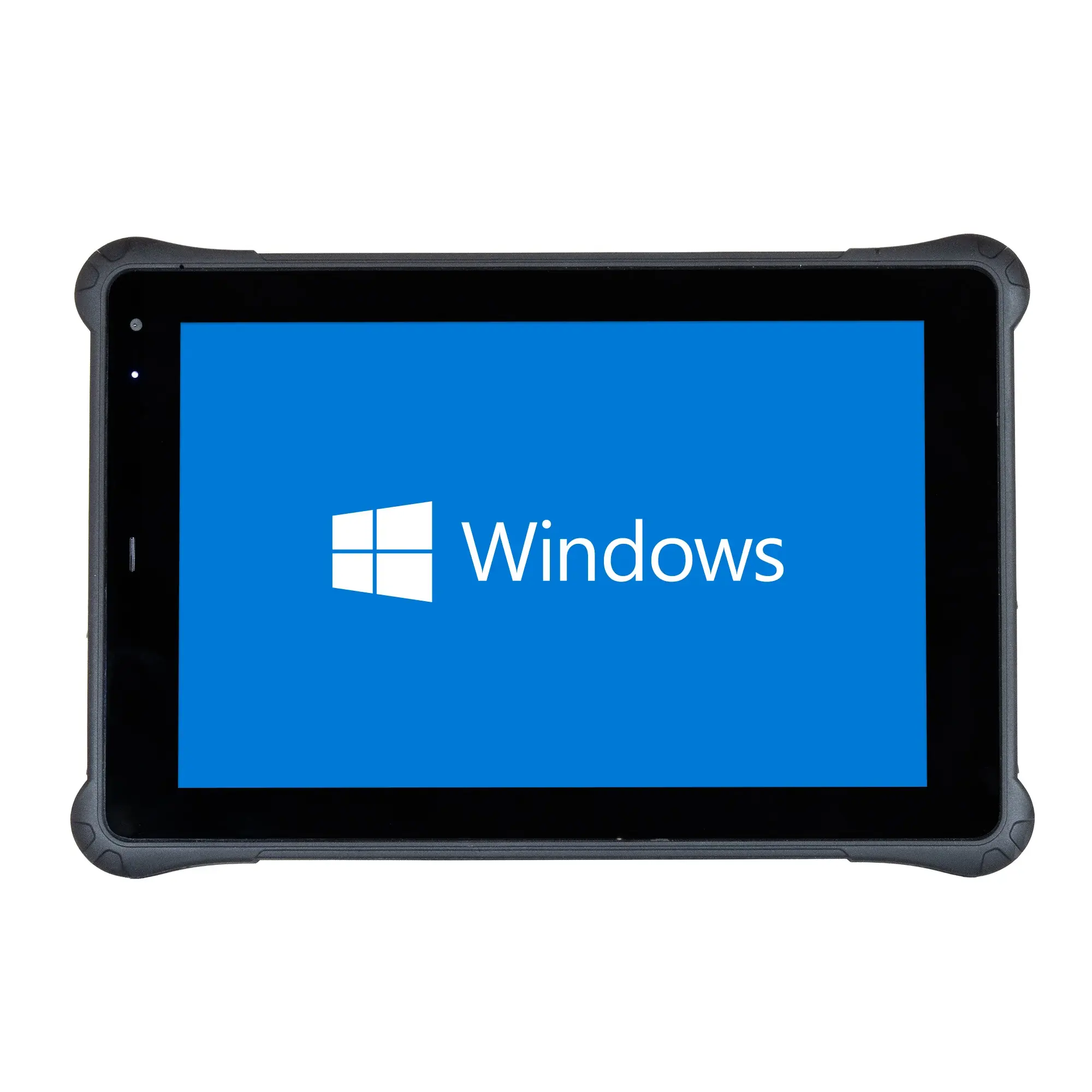 Maple Systems RT1110A, 10" Rugged Tablet with Windows 11 or Linux OS options front view showing front camera, USB-A 3.0 port, and Windows 11