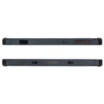 Maple Systems RT1211, 11" Rugged Tablet with Windows 11 or Linux OS options, top view showing barcode reader, Kensington lock, heat dissipation vents, and 12 pin docking station