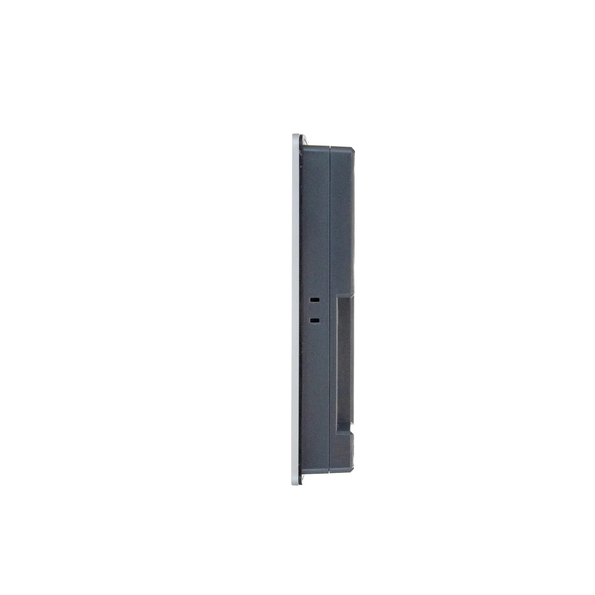 cMT3102Xv2R 10.1" High Performance HMI with Built-in RFID Side View Showing Mounting Slots and Depth of the HMI