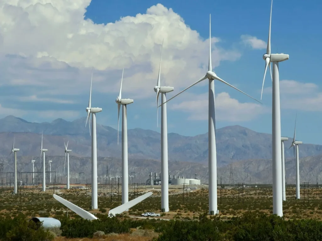 Wind Power Farm Collection of wind turbines that convert wind into electricity, providing a source of renewable energy