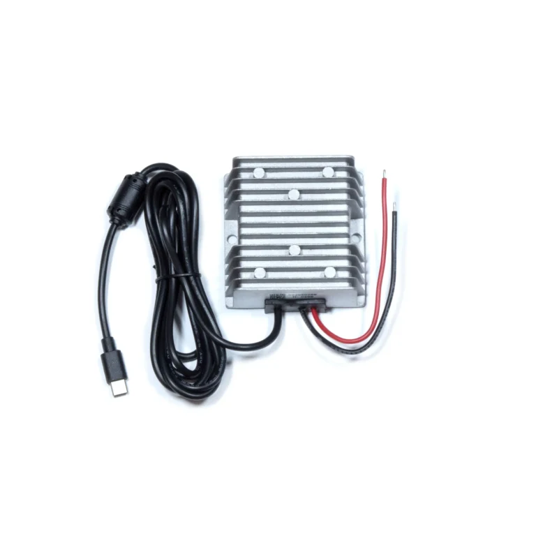 The Maple Systems CH021036 Vehicle Charger provides 19V USB-C power for DK010001, DK010002, & DK010003 vehicle docks, supporting 10–36V DC input for reliable in-vehicle tablet charging.