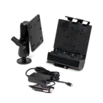 This accessory kit is for our 8" Rugged Tablets and includes a vehicle docking station, a vehicle mounting arm, and a cigarette lighter powered in-vehicle charger.