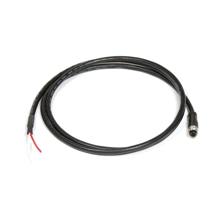 Durable M12-to-leads input power cable. Offering secure, sealed connectivity for reliable power delivery in harsh or outdoor environments