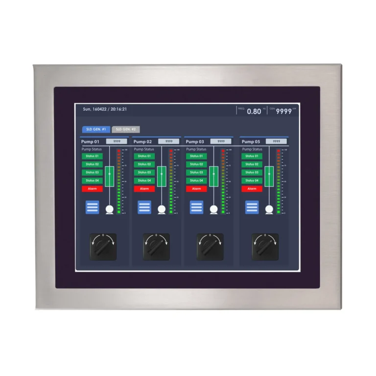 15.6" stainless steel industrial panel PC with IP66/IP69K protection, fanless design, and Intel® processor options. Ideal for food, beverage, outdoor kiosk and self service, and automation environments requiring durability and hygiene.