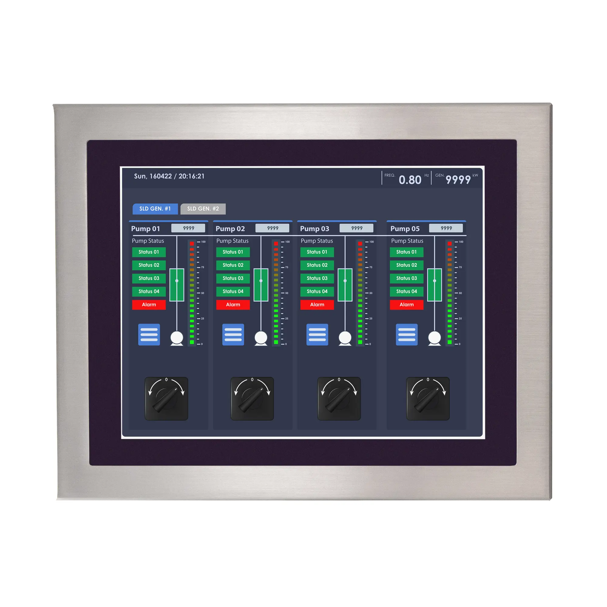 PC8116AP-Front View 15.6" stainless steel industrial panel PC with IP66/IP69K protection, fanless design, and Intel® processor options. Ideal for food, beverage, outdoor kiosk and self service, and automation environments requiring durability and hygiene.