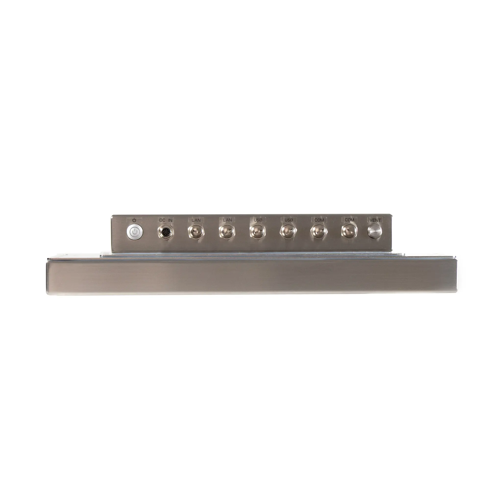 15.6" stainless steel industrial panel PC with IP66/IP69K protection, fanless design, and Intel® processor options. Ideal for food, beverage, outdoor kiosk and self service, and automation environments requiring durability and hygiene.