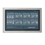 PC8124AP-Front View 23.8" stainless steel industrial panel PC with IP66/IP69K protection, fanless design, and Intel® processor options. Ideal for food, beverage, outdoor kiosk and self service, and automation environments requiring durability and hygiene.