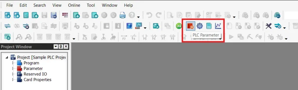 Outlining the PLC Parameter button