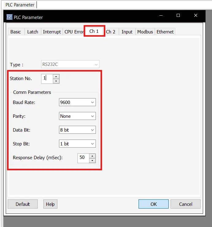 Outlining the default MapleLogic serial settings