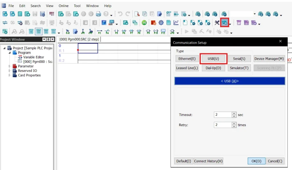 USB Communication settings in MapleLogic
