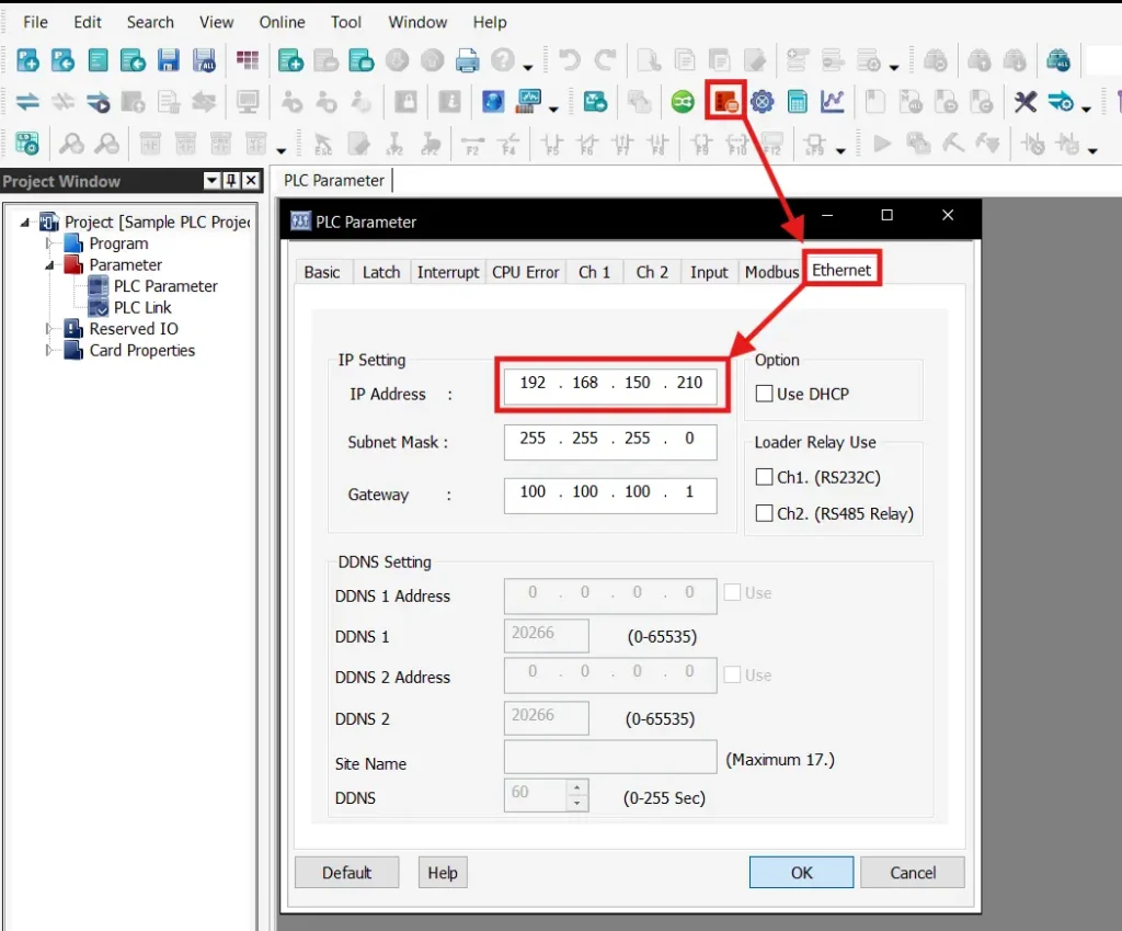 Changing the Maple Systems PLC IP address