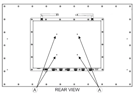 Waterproof PC Rear View VESA mounting points on a Maple Systems waterproof PC