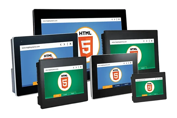 Web HMIs (Human-Machine Interfaces) Maple Systems Web HMI with industrial-grade touch screens and Chromium-based browser, delivering secure, real-time access to critical data in rugged and remote environments