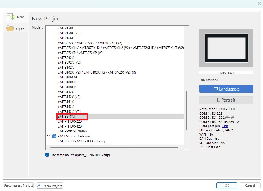 New Project window in EBPro Online Simulation project demonstrating how to connect Remote I/O to a Maple Systems HMI