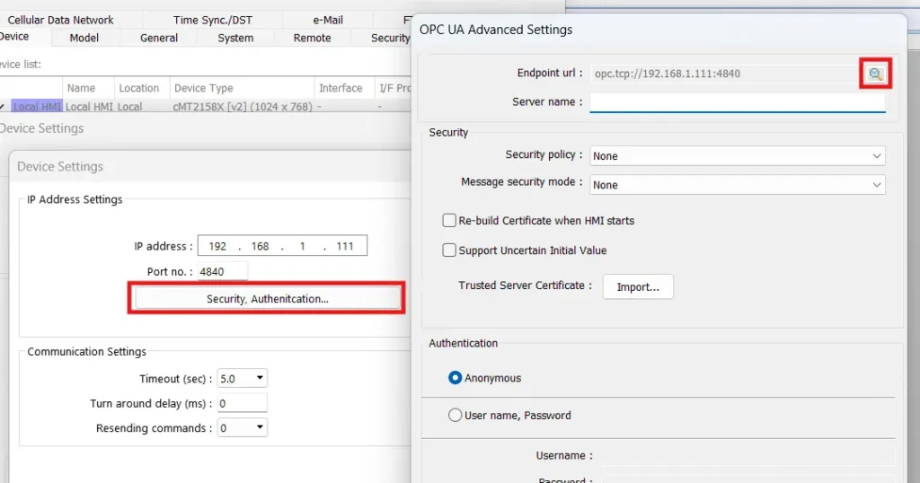Discovering an OPC UA server in EBPro