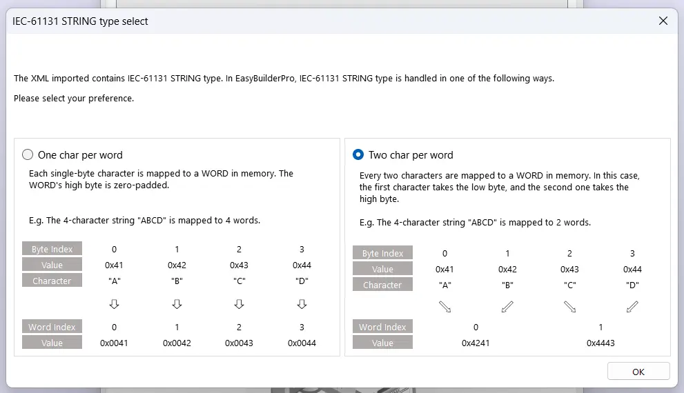 Selecting the string character length in EBPro