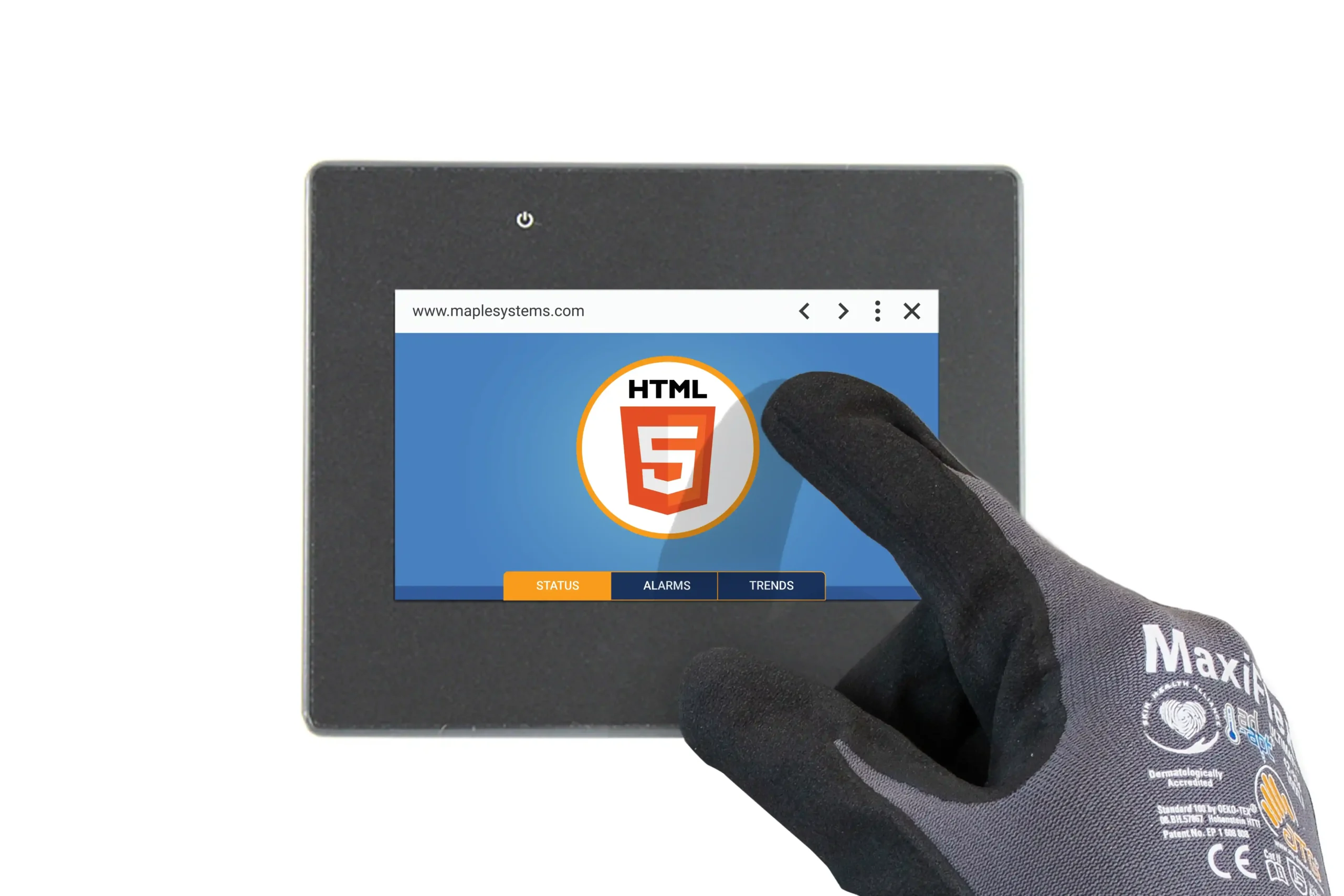 cMT2058XHW 4.3" Web HMI with built-in Chromium V132 Browser - Gloved Hand