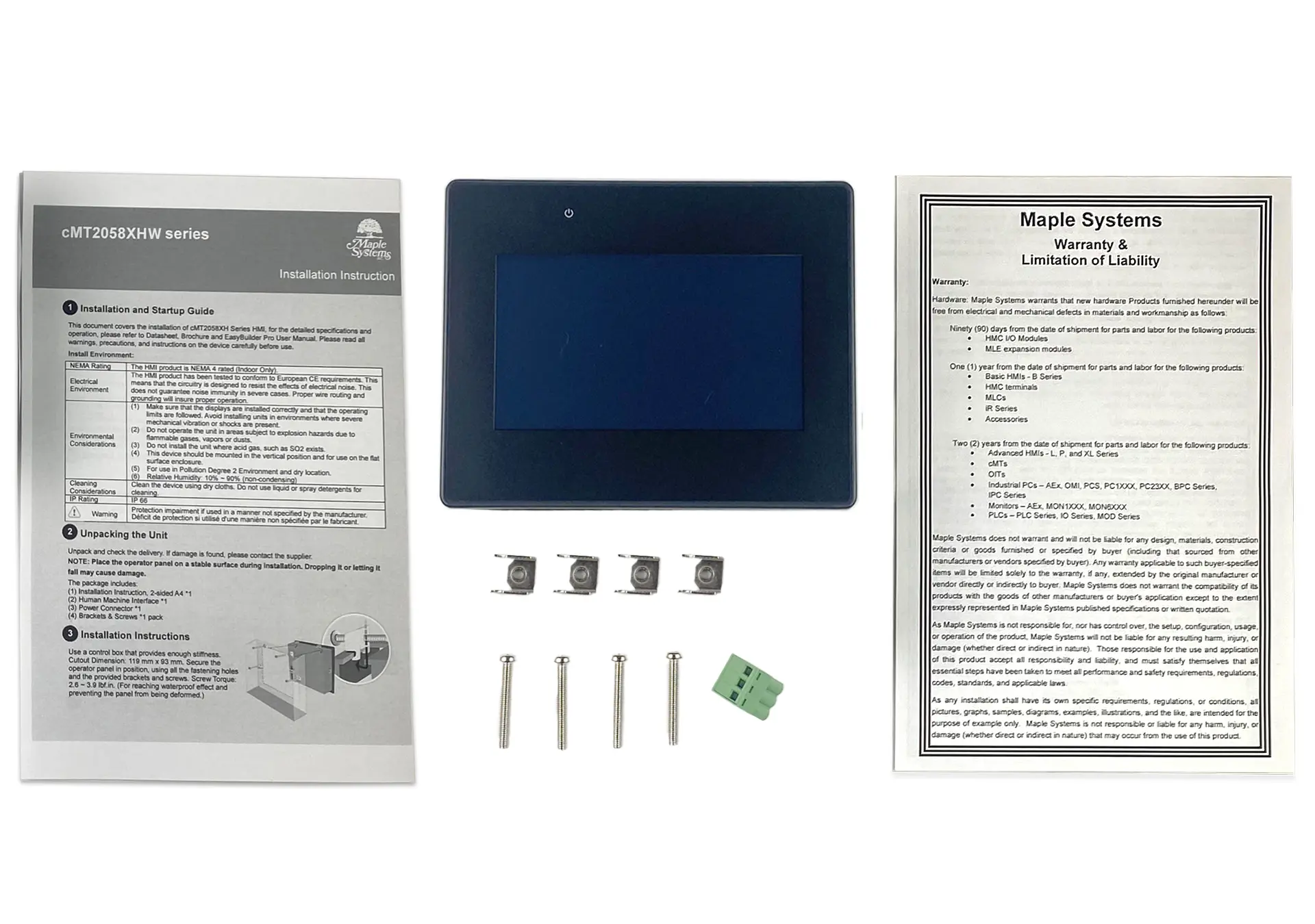 cMT2058XHW 4.3" Web HMI with built-in Chromium V132 Browser - what comes in the box