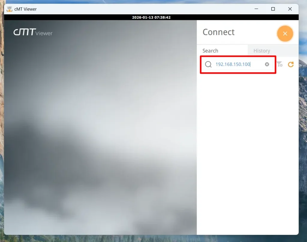 Searching for an HMI IP address in cMT Viewer