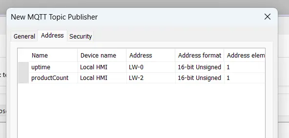 TankLevel and Speed set up to publish over MQTT in EBPro